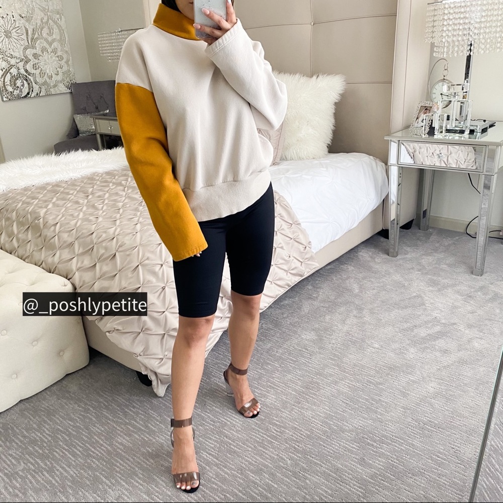 Zara Color Block drop shoulder boxy turtleneck pullover Sweatshirt sweater top - Picture 2 of 11